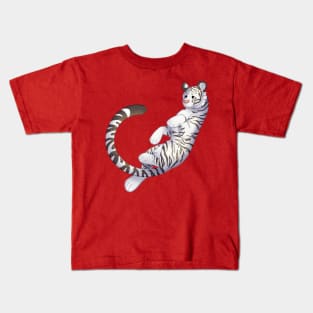 Cozy Bengal Tiger (White) Kids T-Shirt